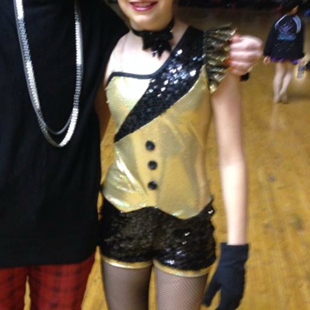 Gold/Black Leotard with Shorts